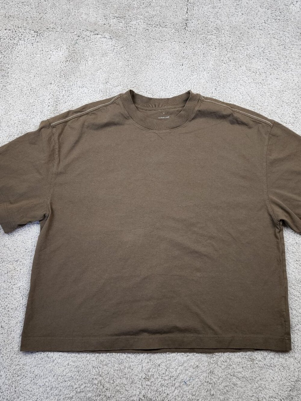 Everlane Organic Cotton Crew Neck T-Shirt Men XL Brown Green Short Sleeve Tee - Picture 1 of 6